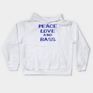 Peace love and bass blue Kids Hoodie